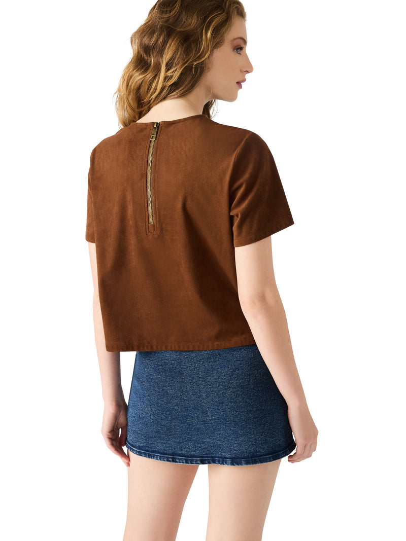 Ezra Faux Suede Top, Chicory Coffee | Steve Madden