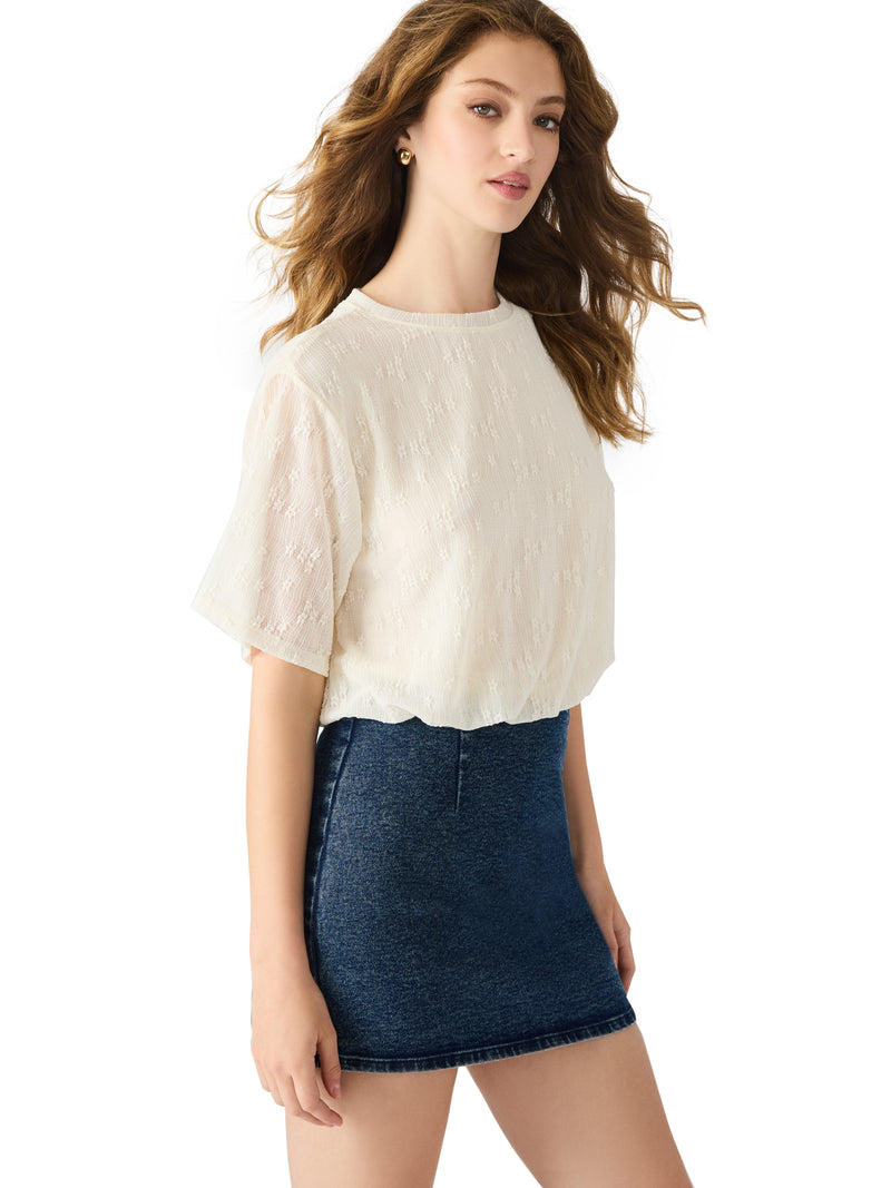 Orsa Bubble Hem Lace Top, Antique | Steve Madden