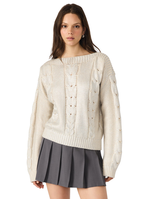 Debbi Cable Knit Sweater, Antique | Steve Madden