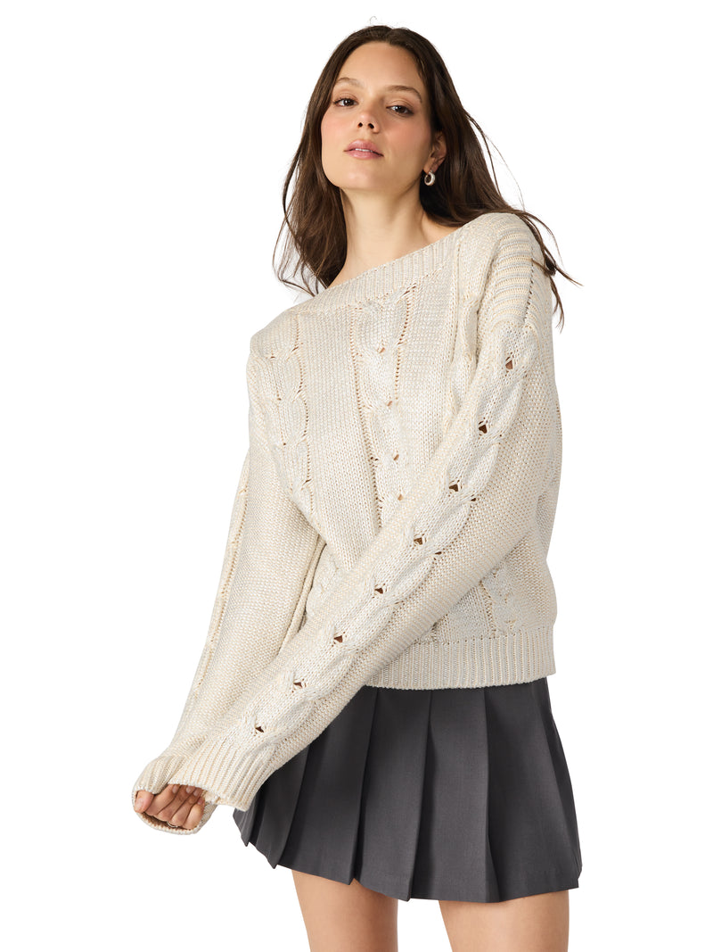 Debbi Cable Knit Sweater, Antique | Steve Madden