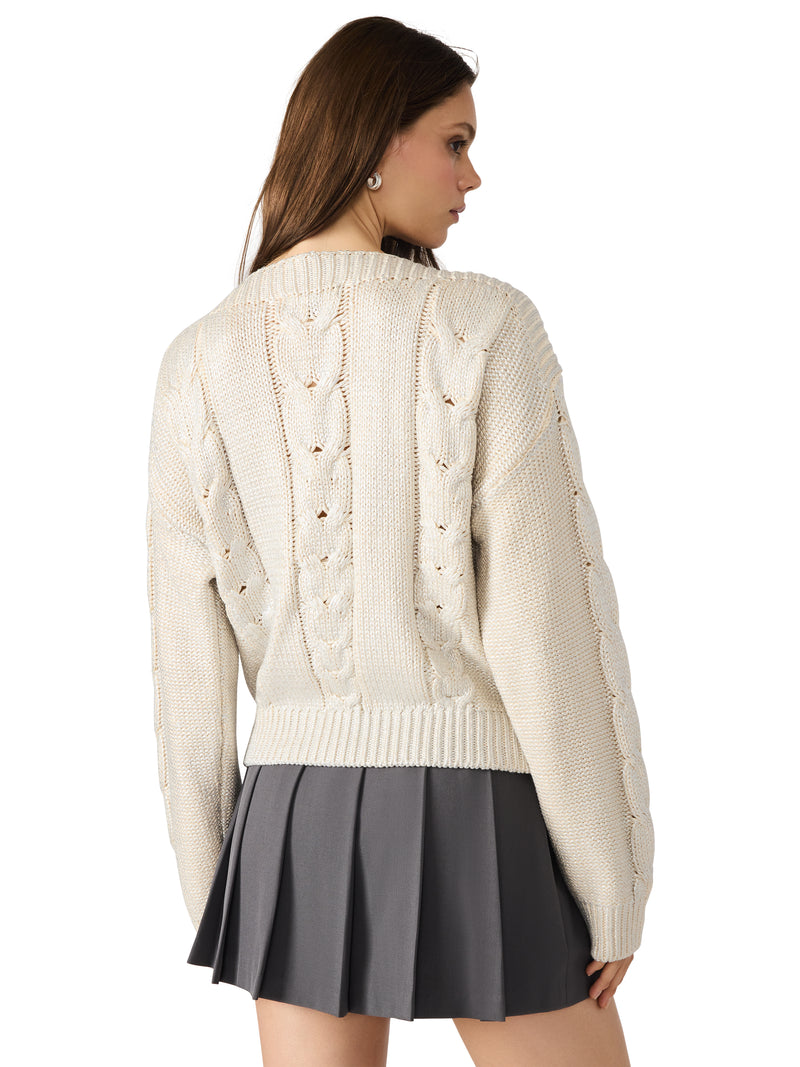 Debbi Cable Knit Sweater, Antique | Steve Madden
