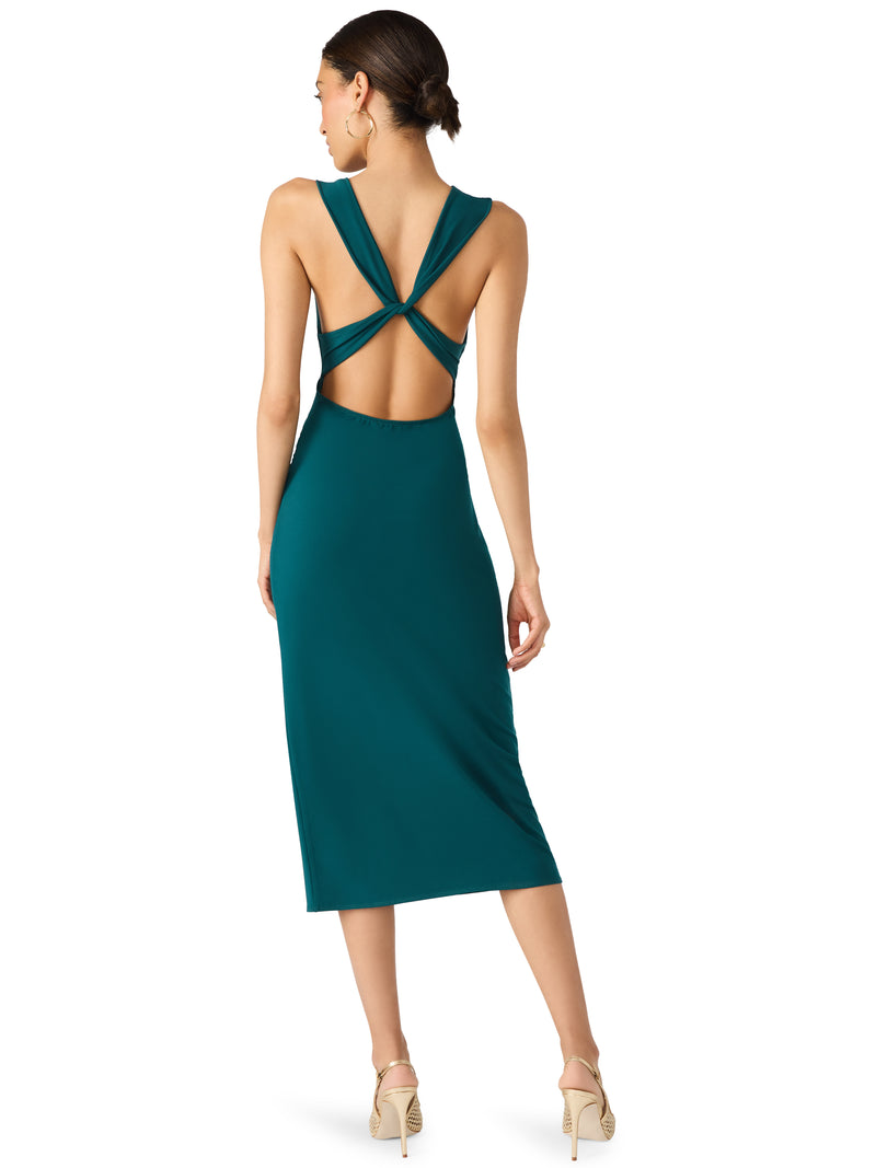 Kalina Cowl Neck Midi Dress, Midnight Teal | Steve Madden
