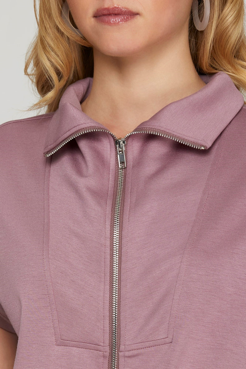 Blake Front Zip Heavy Knit Romper, Dusty Mauve