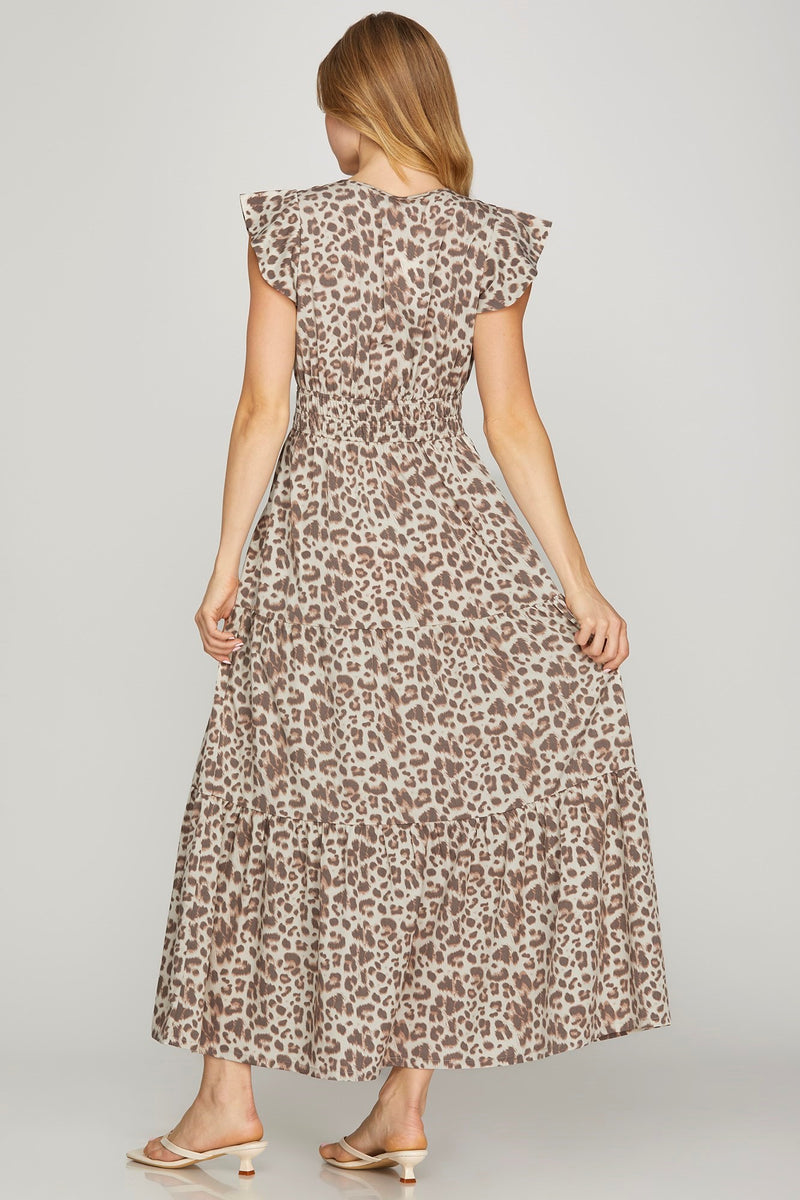 Peyton Leopard Print Maxi Dress, Light Mocha