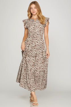 Peyton Leopard Print Maxi Dress, Light Mocha
