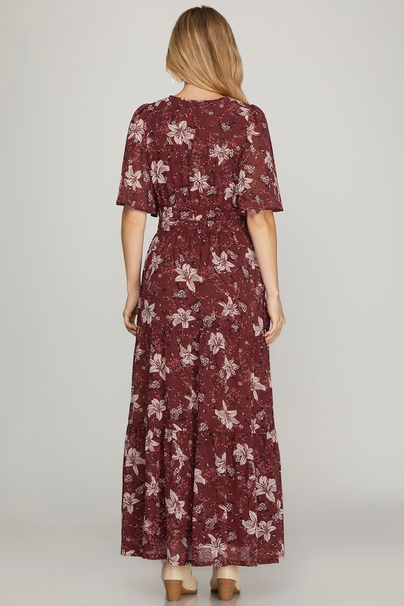 Judith Floral Maxi Dress, Wine