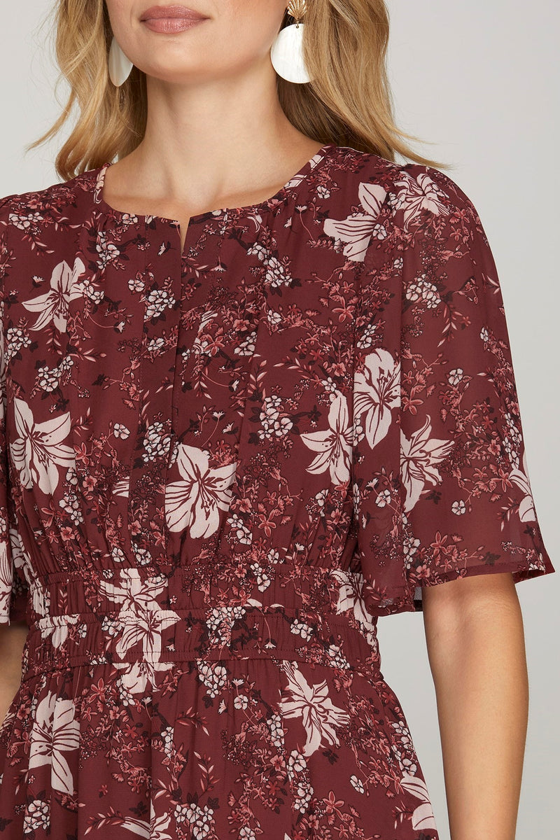 Judith Floral Maxi Dress, Wine