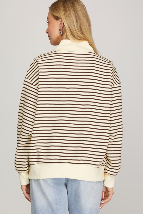 Claudia Striped Sweatshirt, Brown