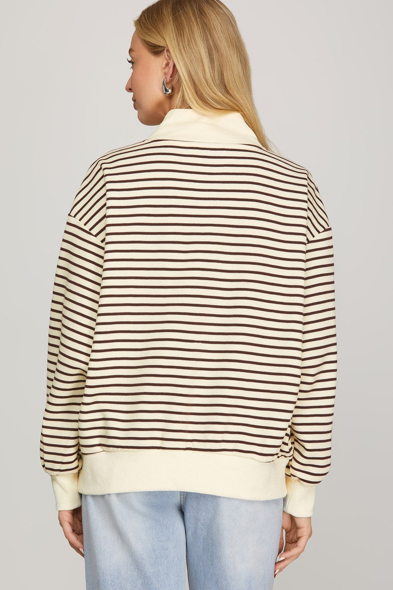 Claudia Striped Sweatshirt, Brown