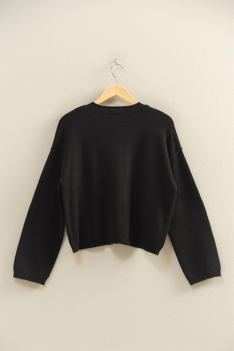 Melina Roll Neck Cardigan, Black