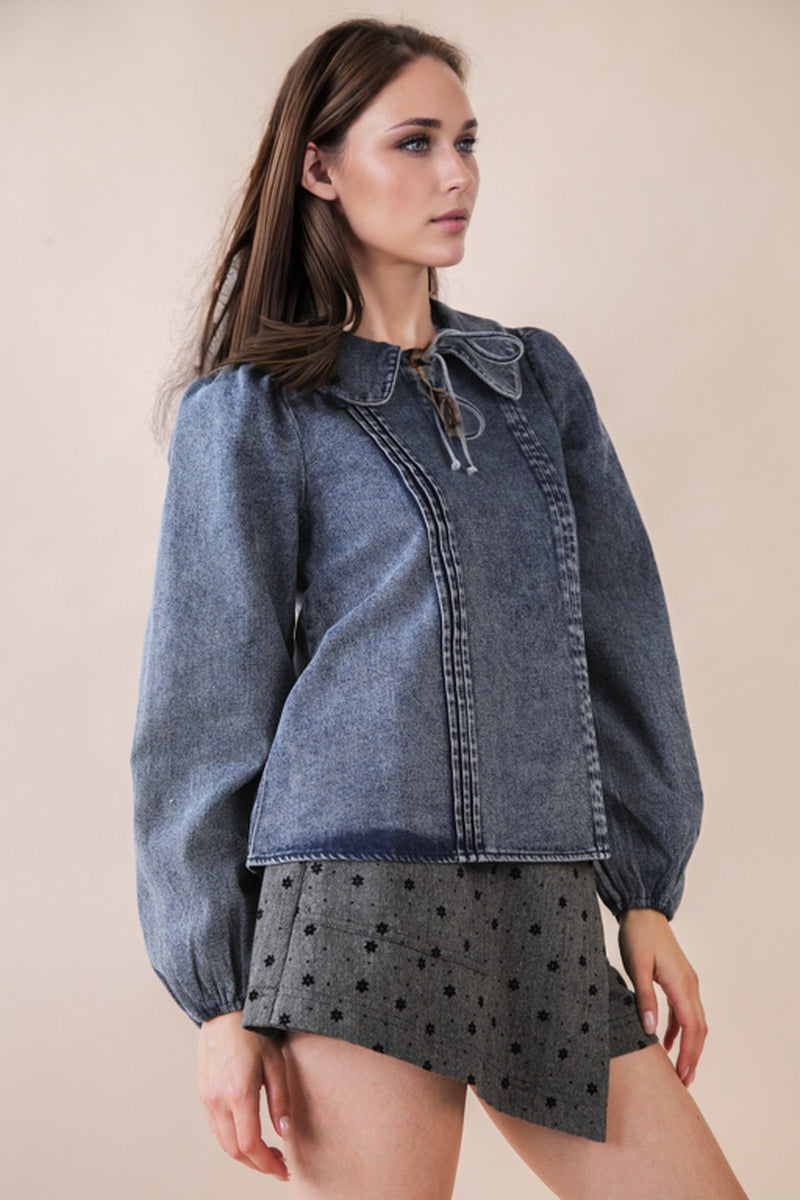 Nova Chambray Denim Top, Indigo
