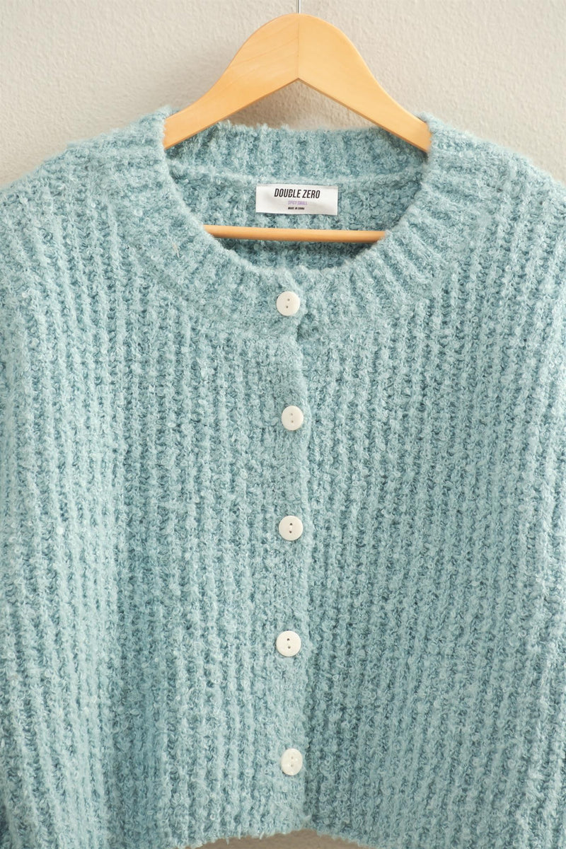 Emberly Fluffy Knit Cardigan, Sky Blue