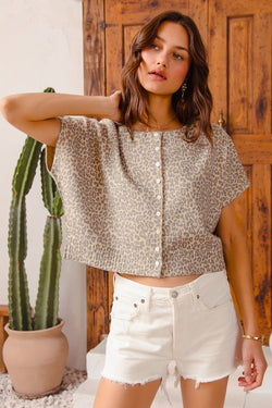 Brooklyn Vintage Leopard Print Sweater Vest, Leopard