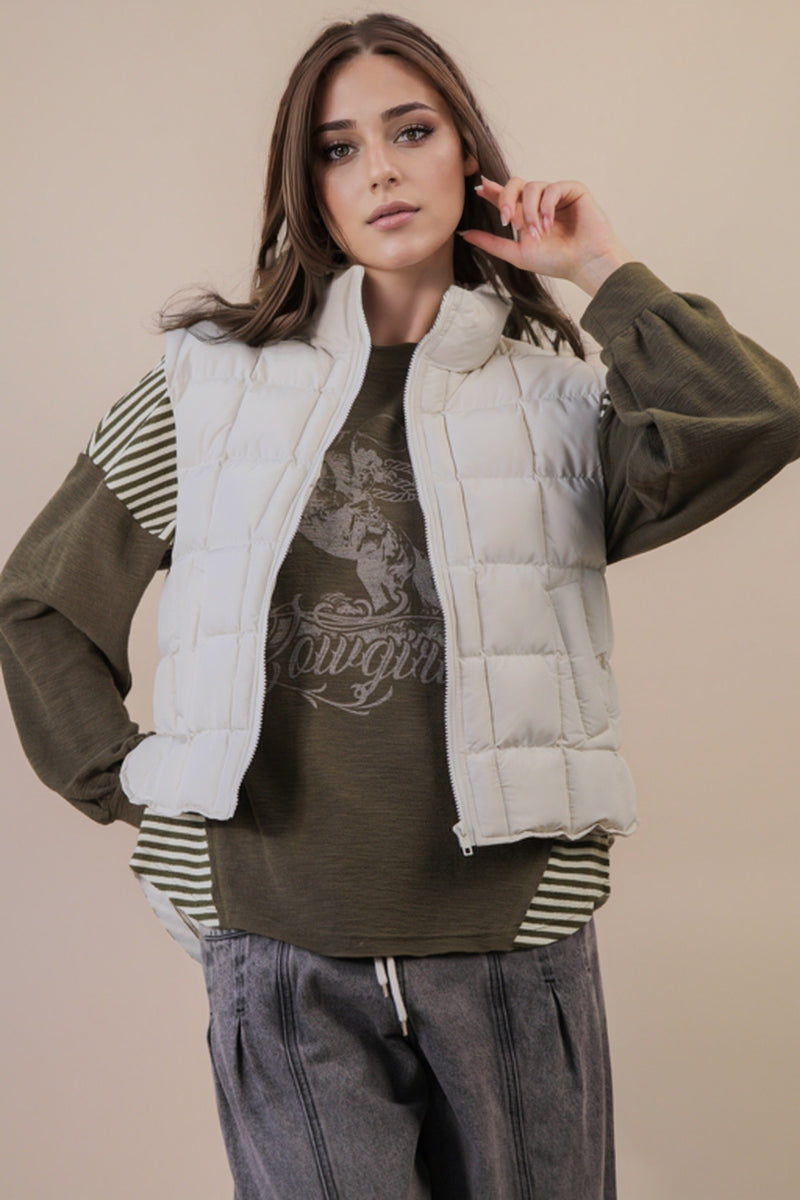 Natasha Puffer Vest, Ecru
