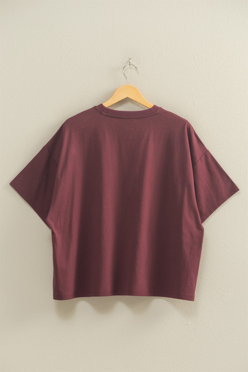 Clara Oversized Tee, Dark Cherry
