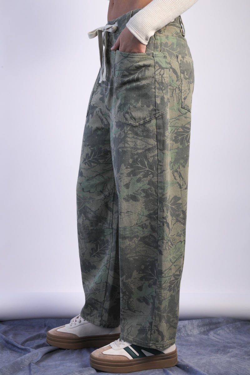 Reagan Barrel Leg Camo Pants, Branch Leaf Mix