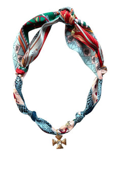 Bali Maltese Cross Scarf Necklace, Blue/Green | Nora James Jewelry