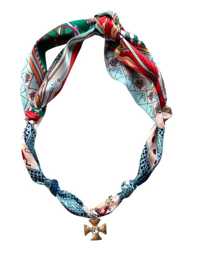 Bali Maltese Cross Scarf Necklace, Blue/Green | Nora James Jewelry
