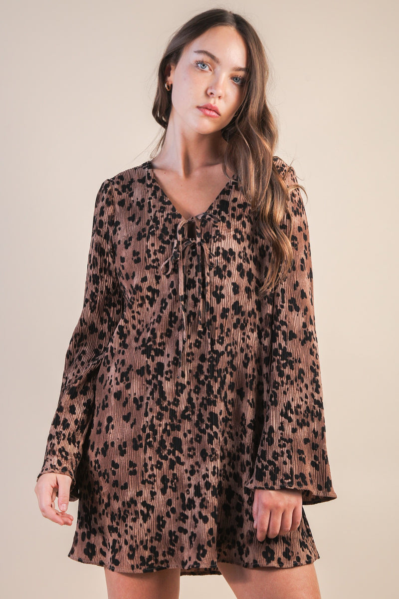 Abbey Mini Dress, Mocha Leopard