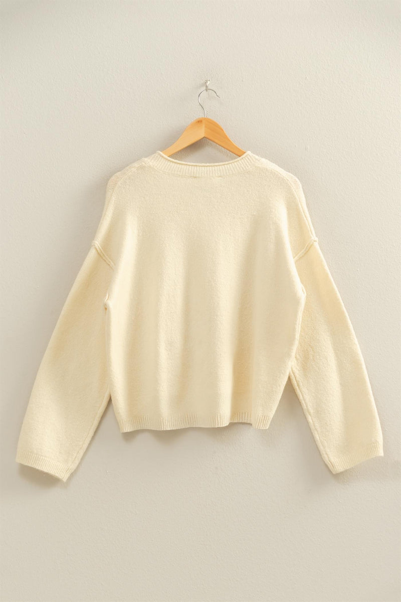 Melina Roll Neck Cardigan, Cream