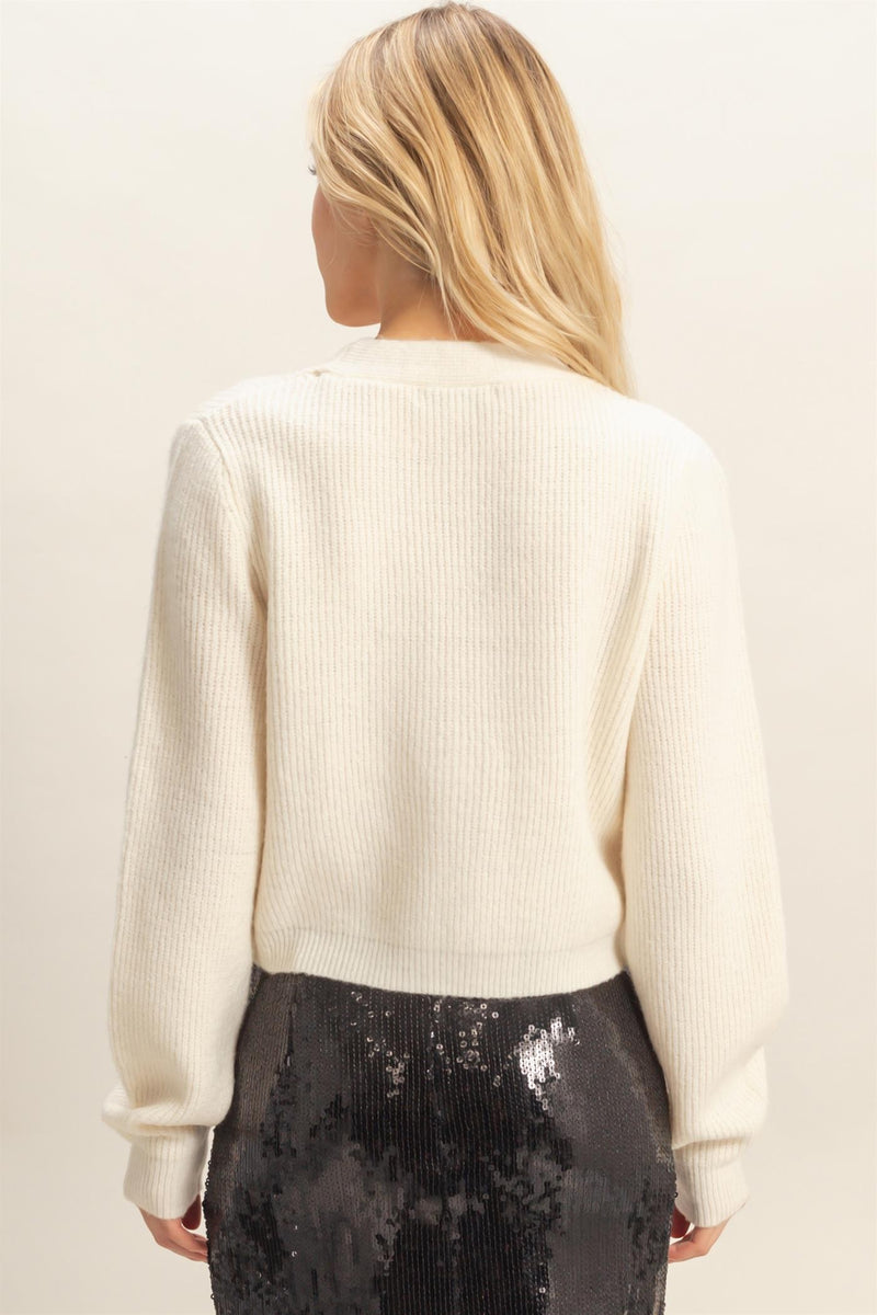 Marie Sparkly Bow Cardigan, Cream