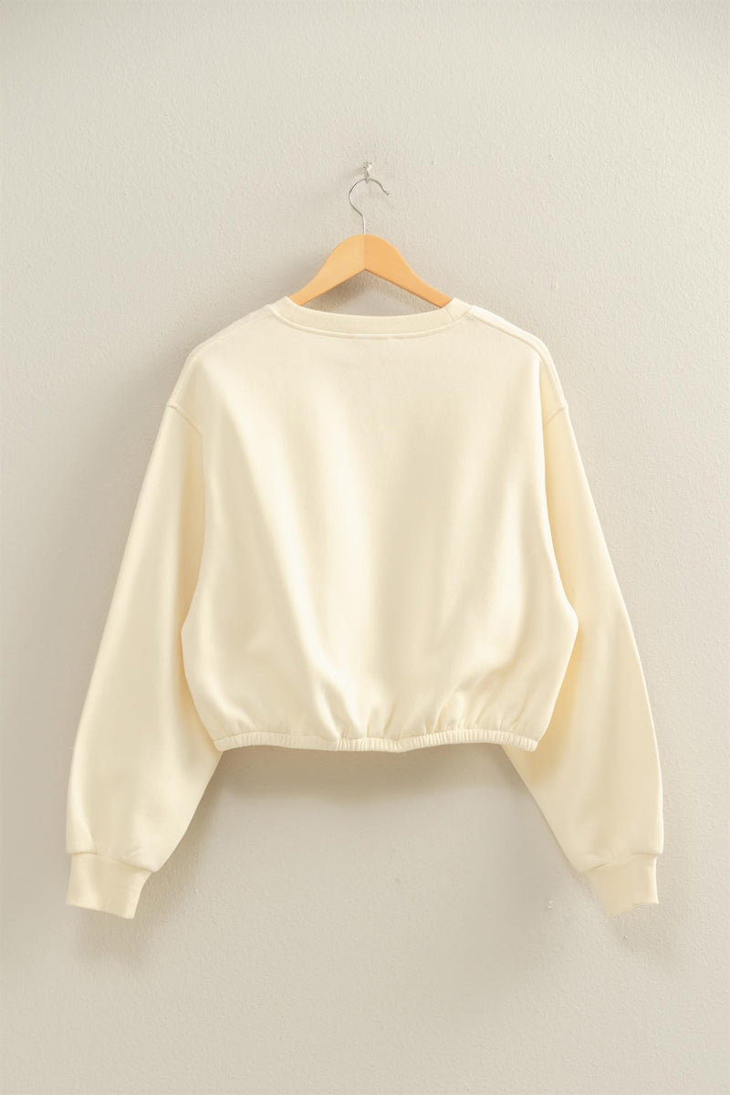 Hazel Bubble Hem Sweatshirt, Cream