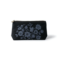 Embroidered Canvas Pouch, Black/Blue | Fringe Studio