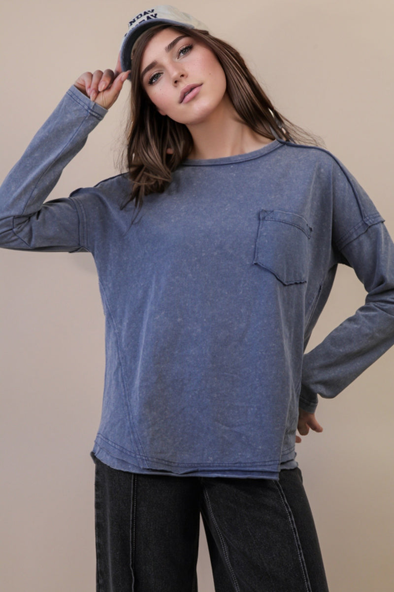 Rosalind Mineral Wash Top, Denim
