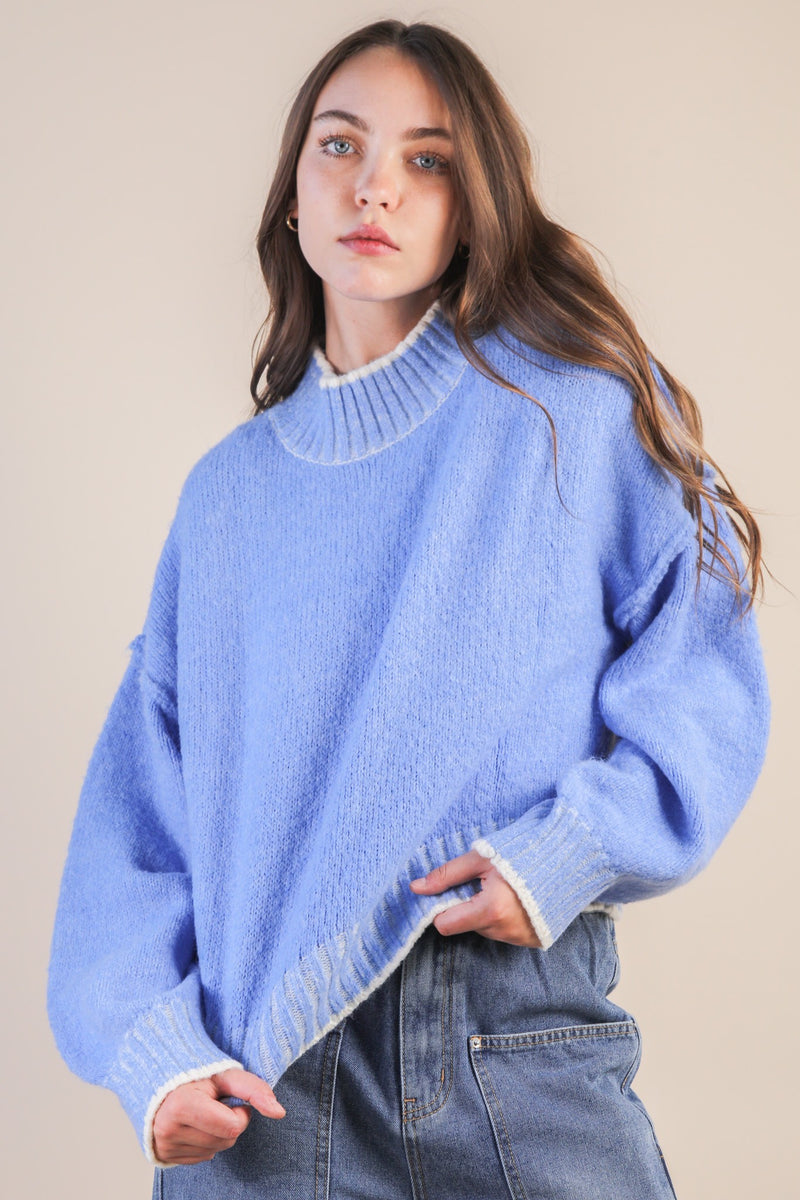 Alice Trim Detail Sweater, Blue
