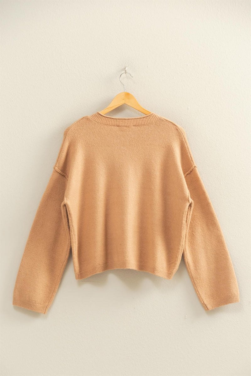 Melina Roll Neck Cardigan, Dark Taupe