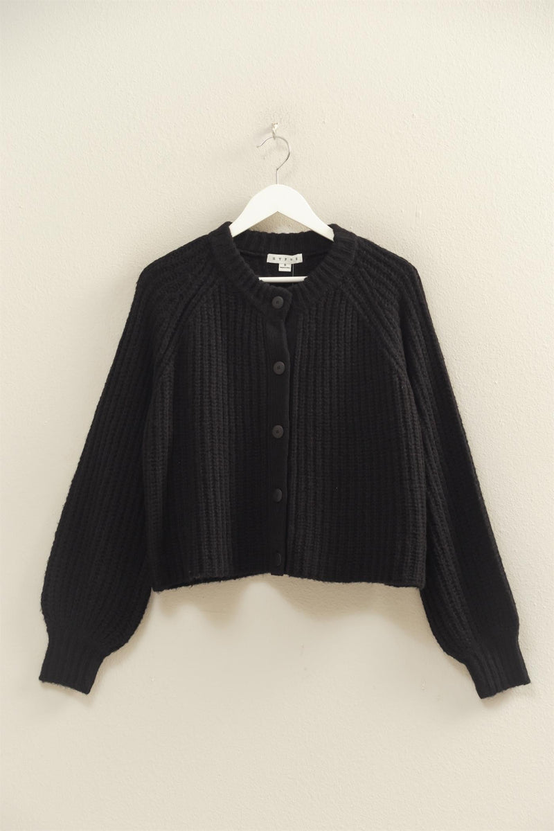 Estelle Chunky Knit Cardigan, Black