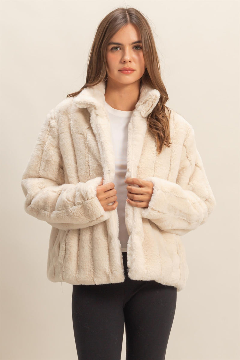 Sarah Faux Fur Jacket, Ivory
