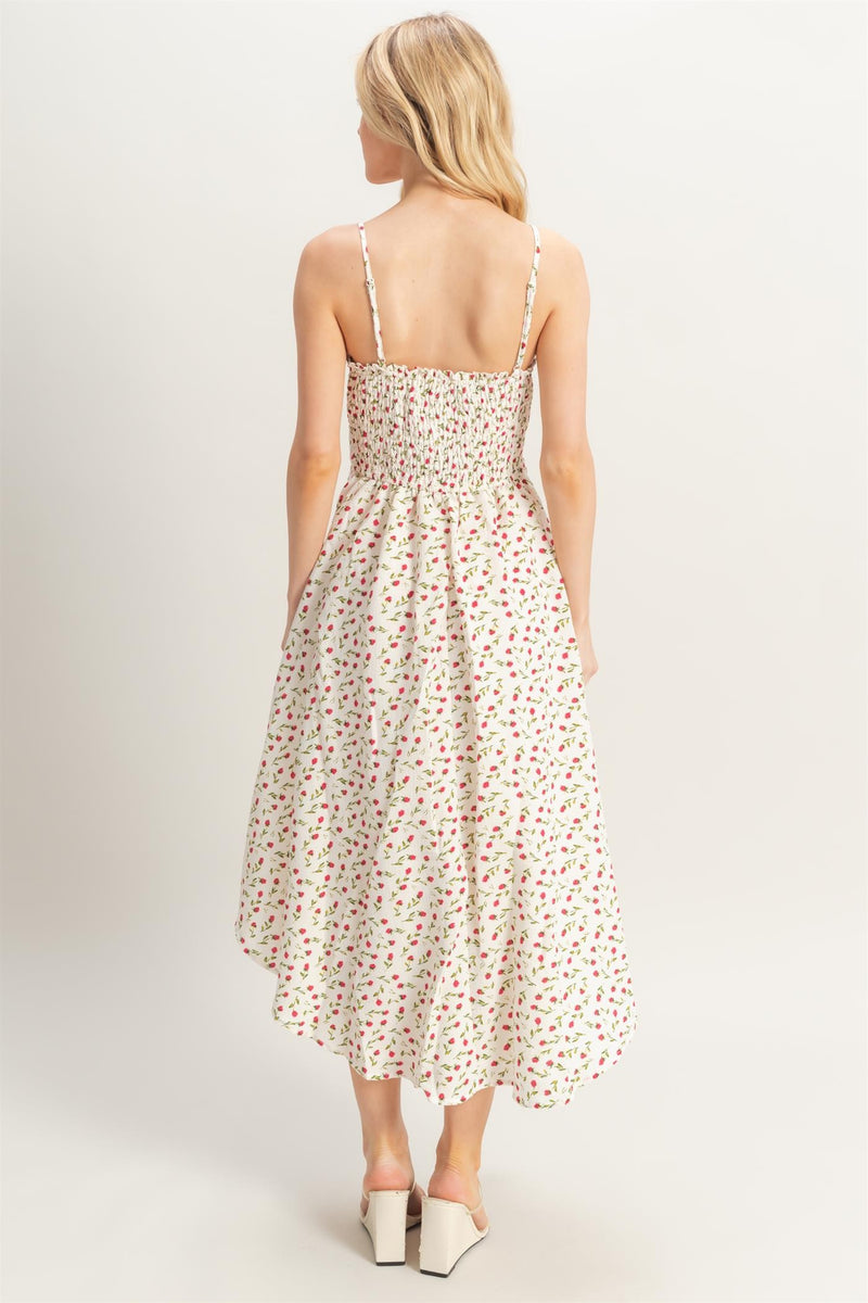 Halle Ditsy Floral Sleeveless Midi Dress, Ivory