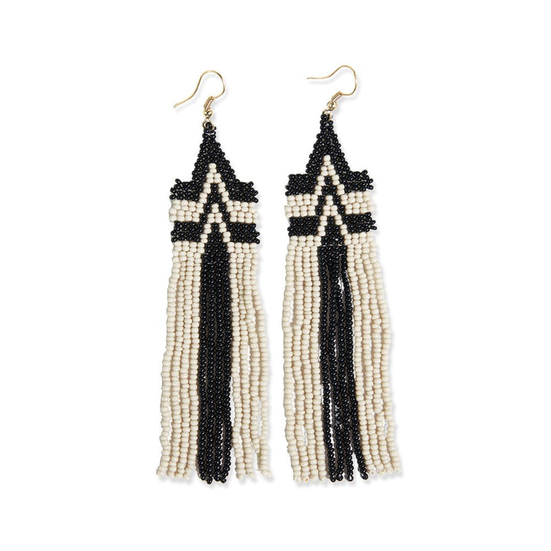 Danielle Peak Beaded Fringe Earrings, Black | Ink + Alloy