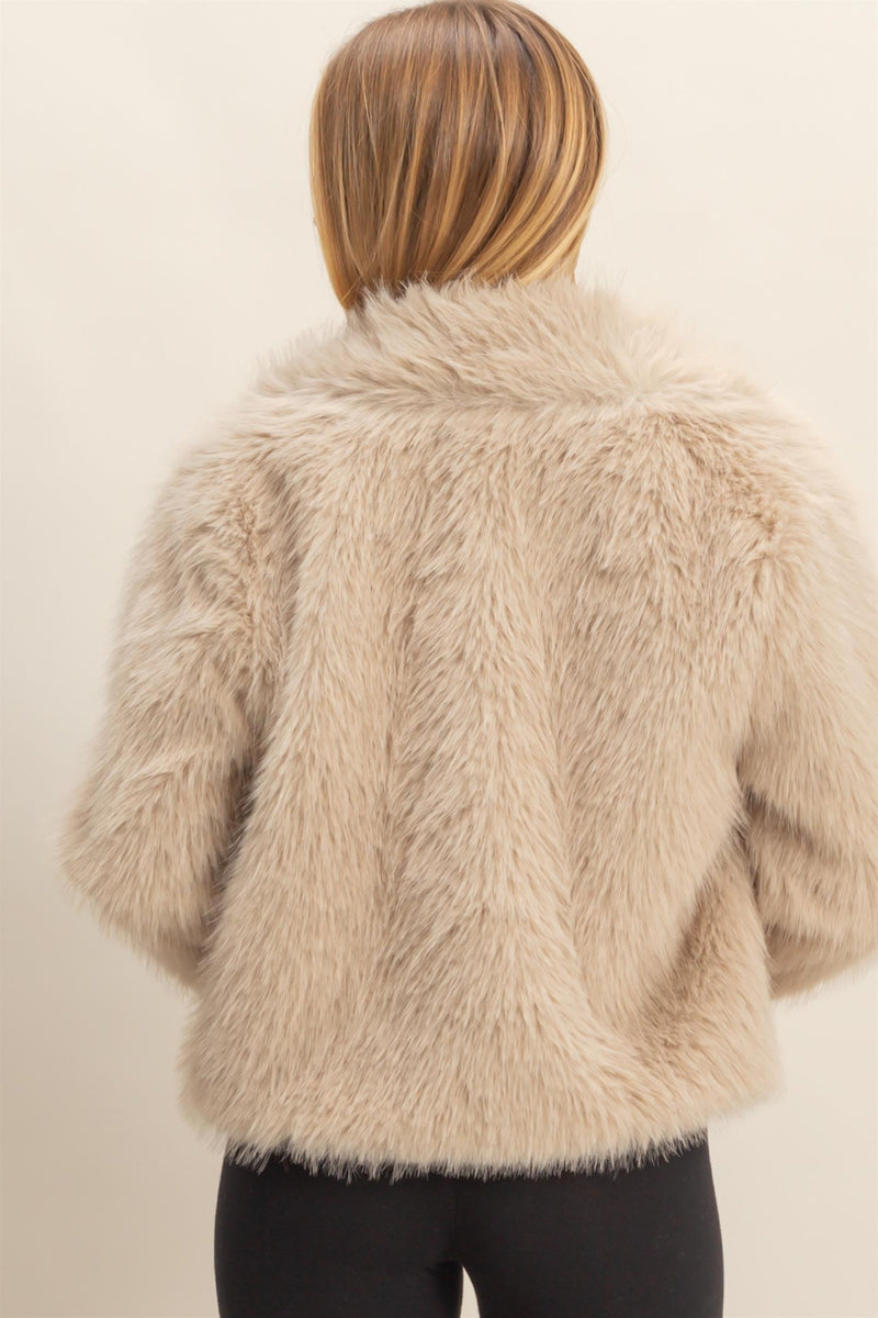 Bristol Shawl Collar Faux Fur Jacket, Taupe