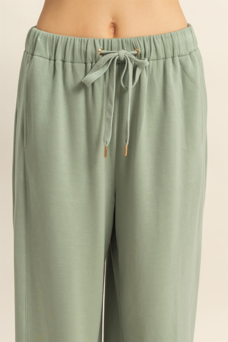 Gianna Wide Leg Pants, Sage Green