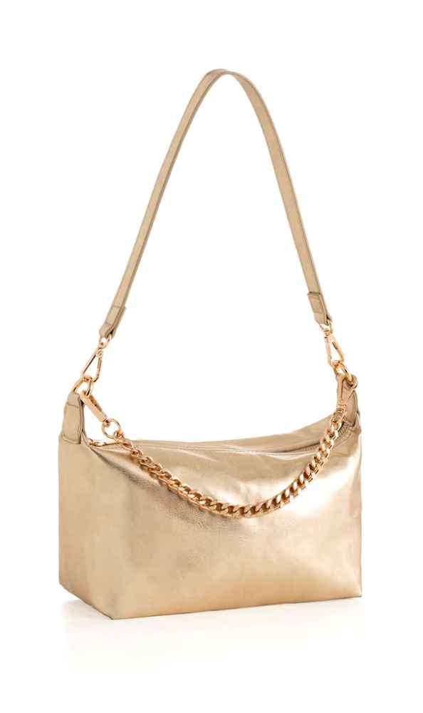 Jessie Shoulder Bag with Chain Handle, Gold