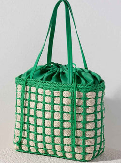 Hayley Woven Straw Tote, Green