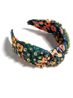 Robin Rhinestone Floral Headband, Navy
