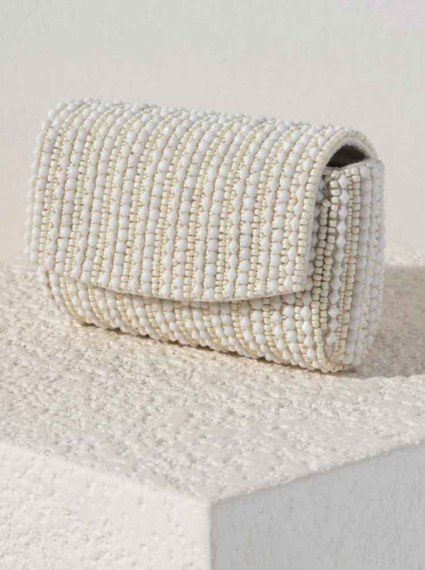 Danny Beaded Clutch, White