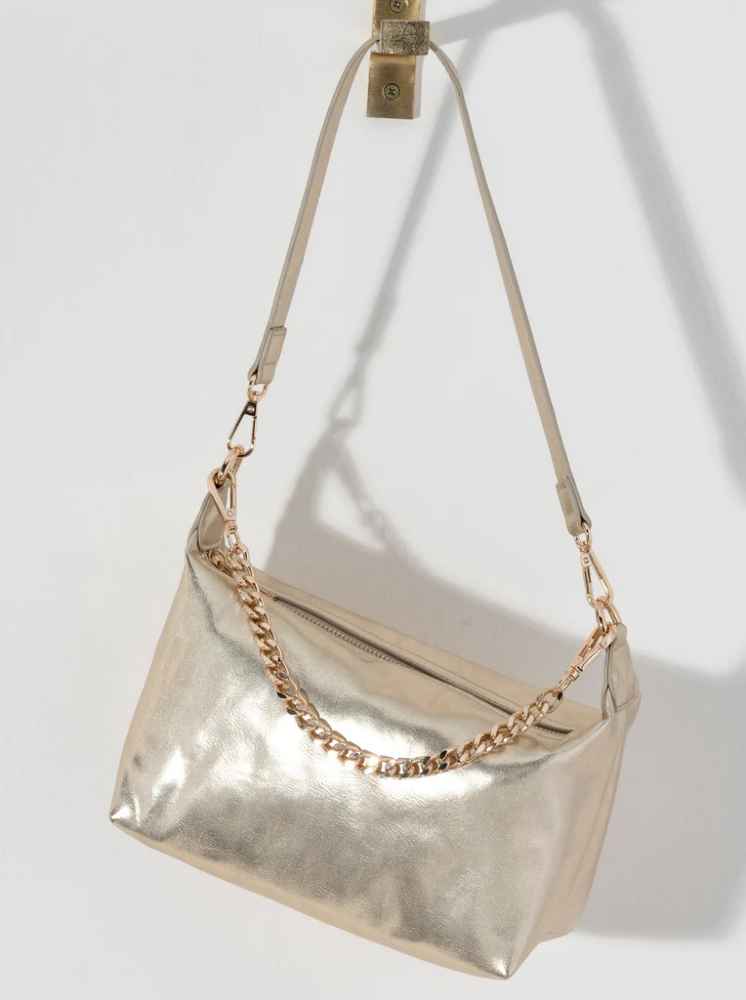 Jessie Shoulder Bag with Chain Handle, Gold