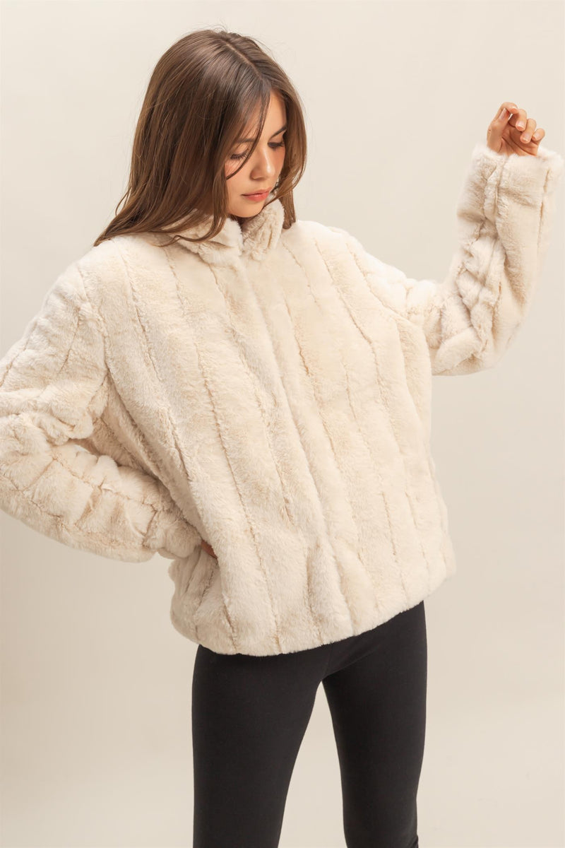 Sarah Faux Fur Jacket, Ivory