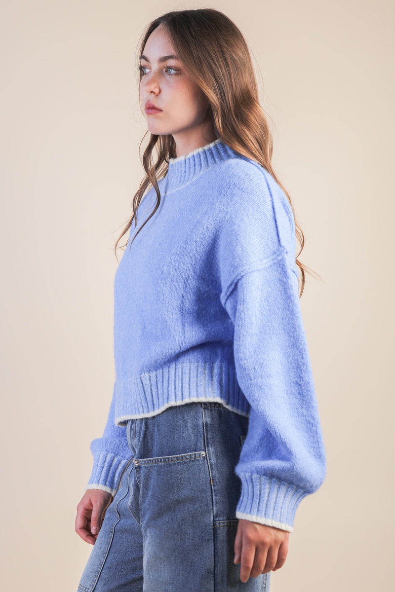 Alice Trim Detail Sweater, Blue