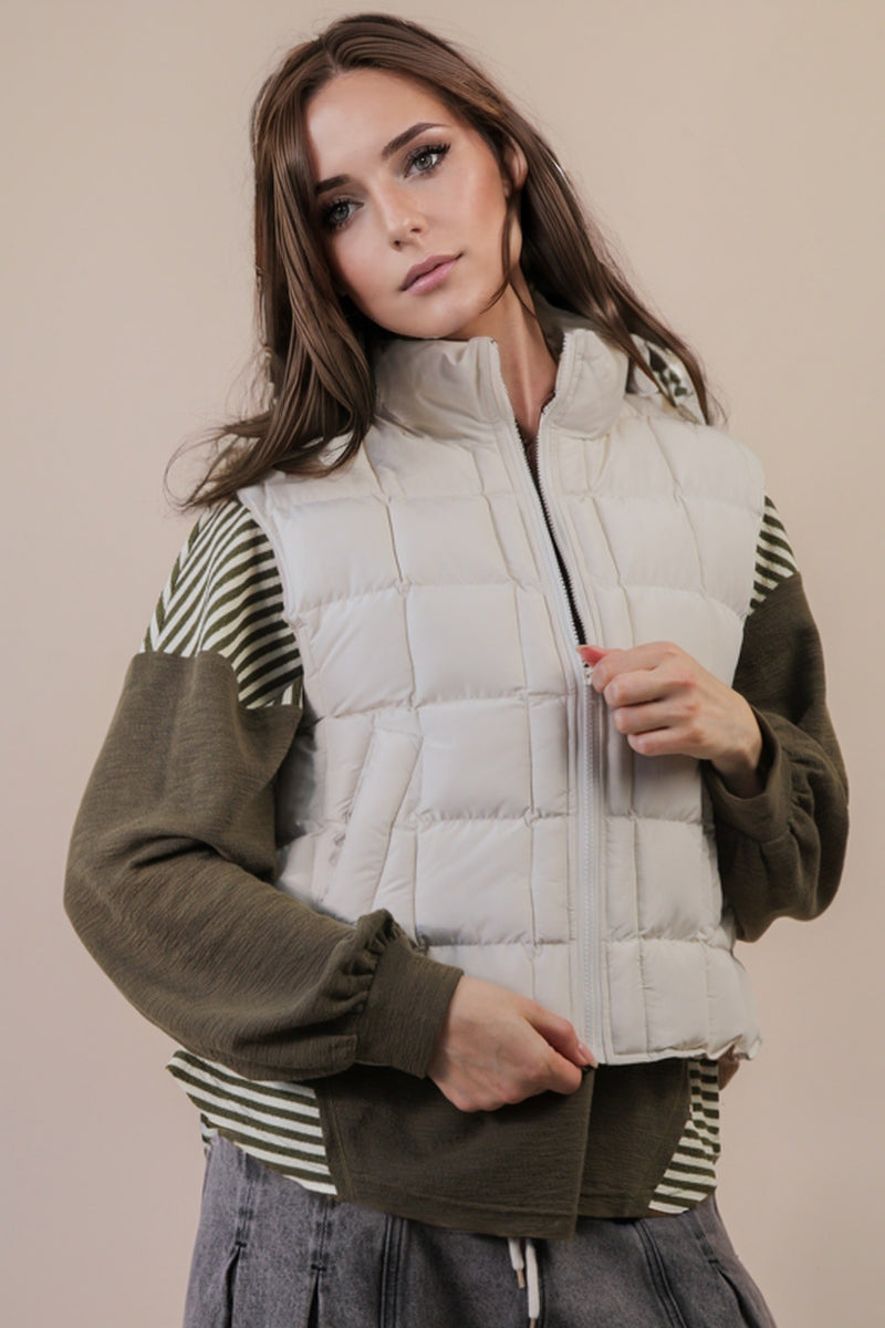 Natasha Puffer Vest, Ecru