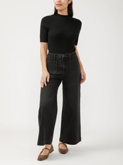 Karla Vintage Ankle Wide Leg Jeans, Ebony | Silver Jeans Co