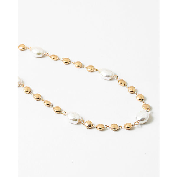 Sylvia Pearl Short Necklace, Pearl/Gold