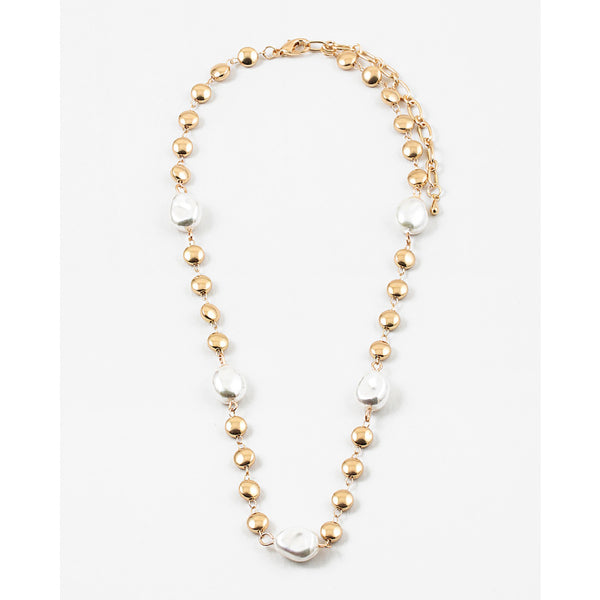 Sylvia Pearl Short Necklace, Pearl/Gold