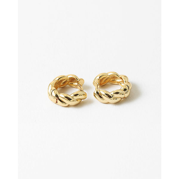 Bridget Twisted Hoop Huggie Earrings, Gold
