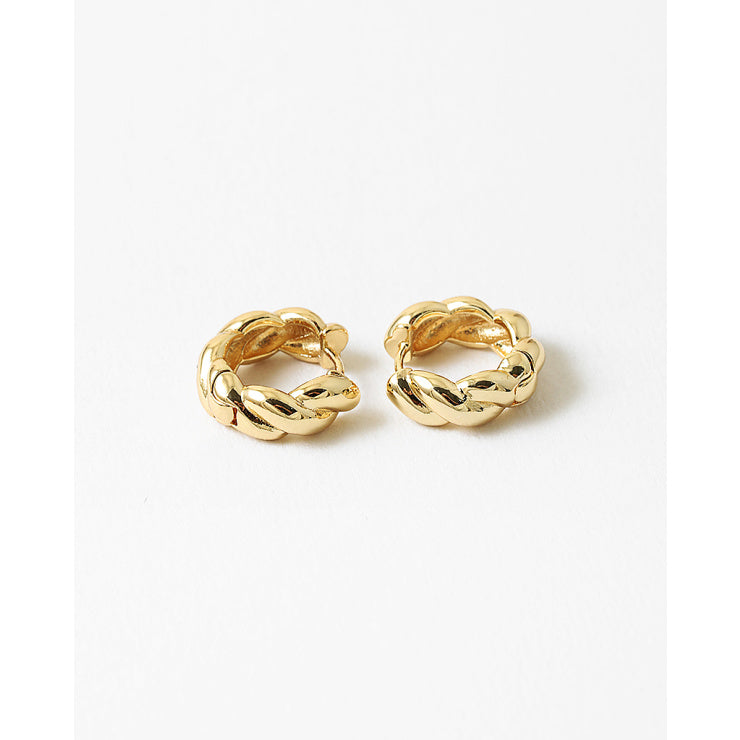 Bridget Twisted Hoop Huggie Earrings, Gold