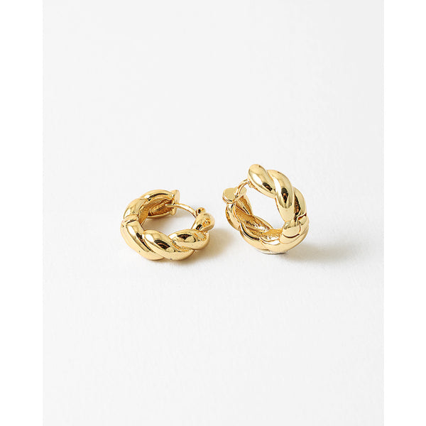 Bridget Twisted Hoop Huggie Earrings, Gold